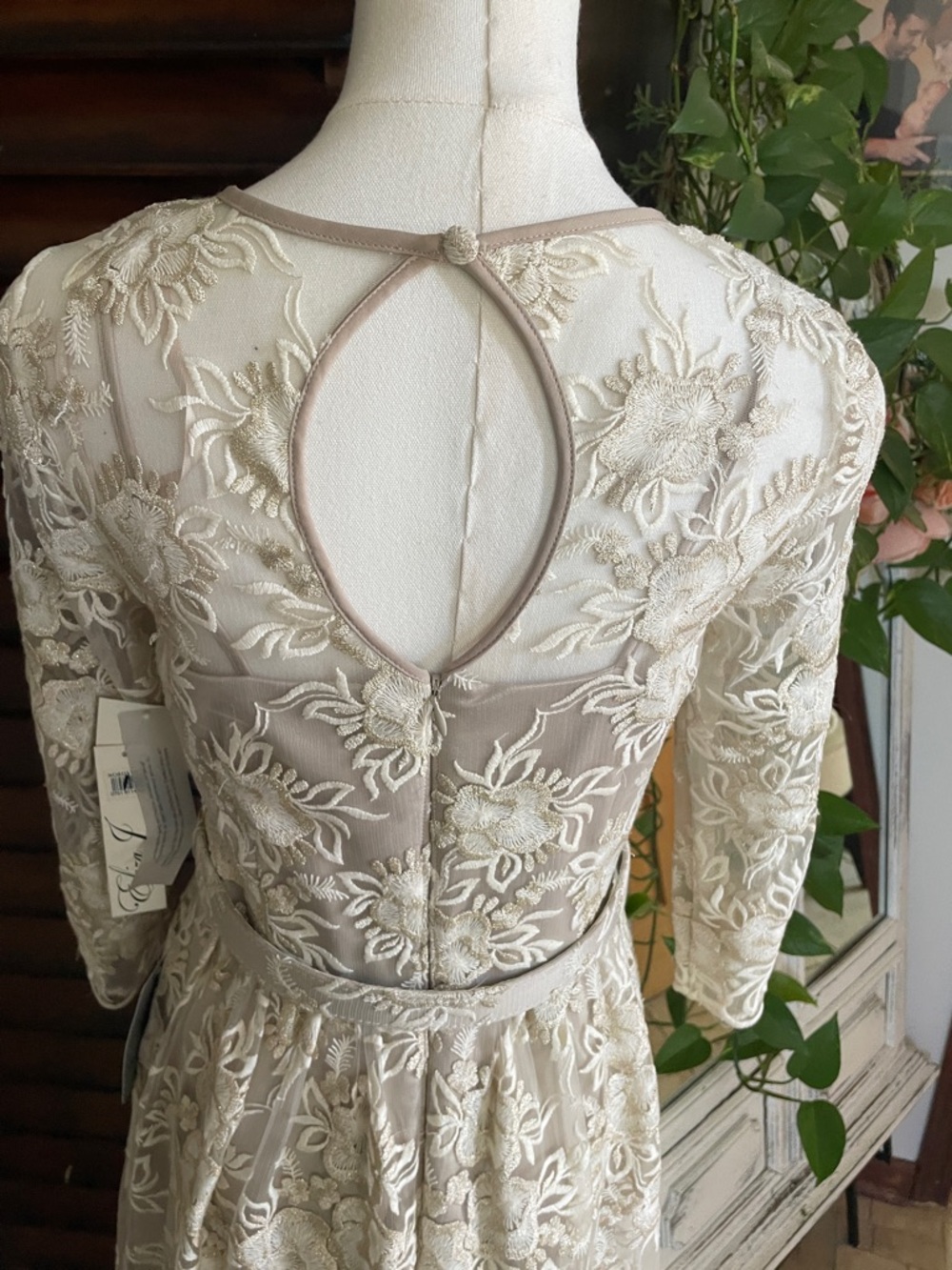 NWT Eliza J Gold Lace Dress with Belt Pockets Bridal Mitzvah Elegant 4P - Picture 9 of 16